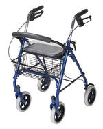 4 Wheel Steel Rollator w/7?  Casters & Basket- Loop-Blue