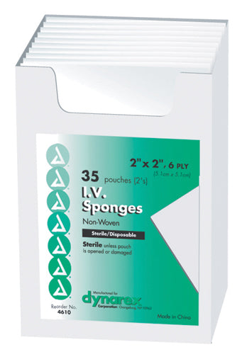 Non-Woven Drain/ IV Sponge 4 x4  6 Ply 25-2/Pk  Sterile