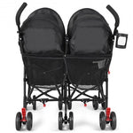 Foldable Twin Baby Double Stroller Ultralight Umbrella Kids Stroller-Black - Color: Black