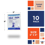 Instant Cold Pack, 6 x 8 Inch. Pack of 10 First Aid Instant Cold Packs for Injuries Disposable. Single Use Instant Ice Pack. Portable First Aid Ice Packs Instant. Instant Cold Compress